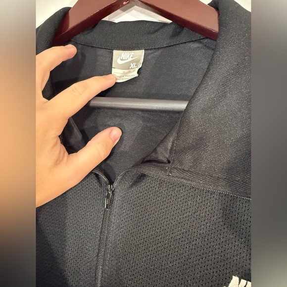 Vintage Y2K Nike Quarter Zip Pullover Sweatshirt XL Black Mesh Logo Top - Picture 4 of 6